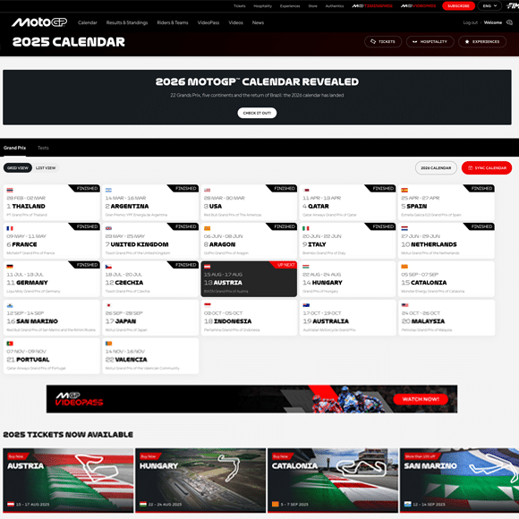 MotoGP ECAL Digital Calendar
